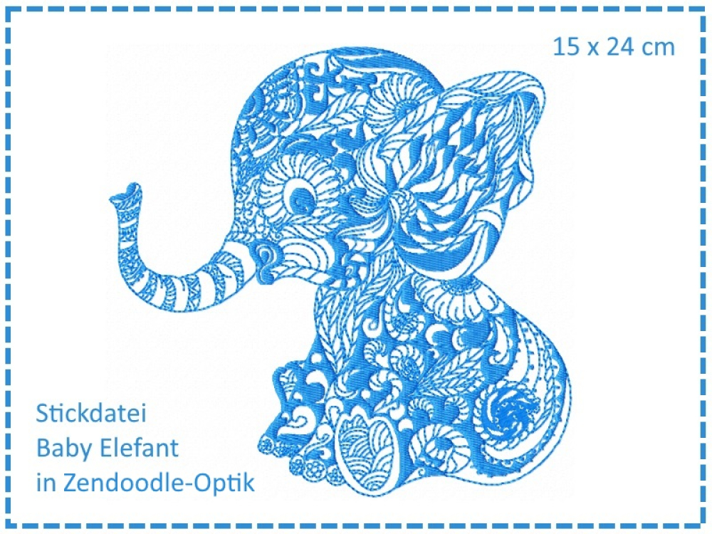 Baby Elefant Zendoodle 15x24